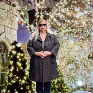 Sheared Rabbit Fur Lined Pelise Stroller Coat Quilted Exterior Lightweight Nice